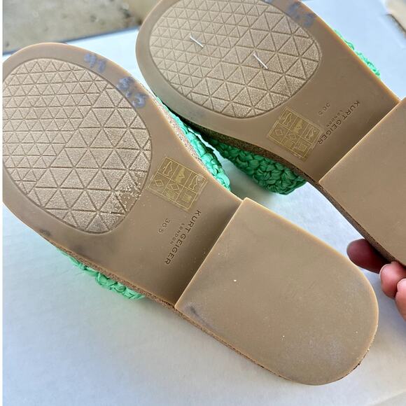 NEW Kurt Geiger Eagle Cork Slide Sandals Aqua Green Woven EU 36.5 US 6 Beachy - Picture 9 of 9